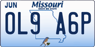MO license plate OL9A6P