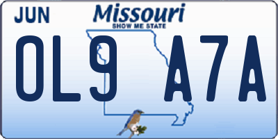MO license plate OL9A7A