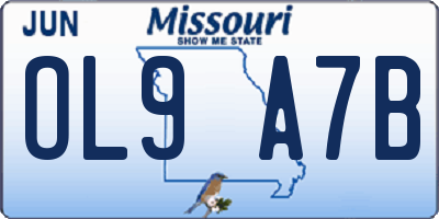 MO license plate OL9A7B
