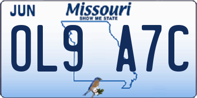 MO license plate OL9A7C
