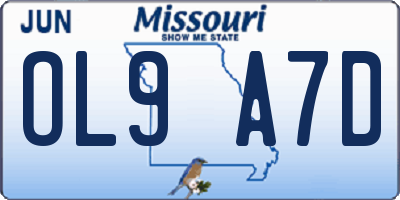 MO license plate OL9A7D