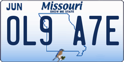 MO license plate OL9A7E