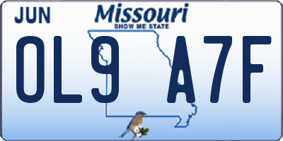 MO license plate OL9A7F