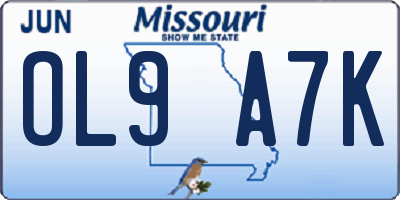 MO license plate OL9A7K