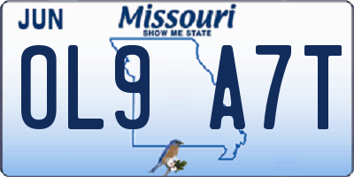 MO license plate OL9A7T