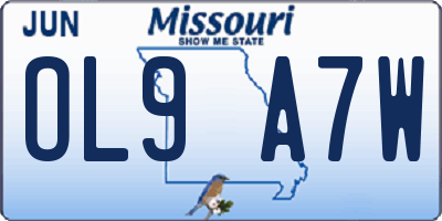 MO license plate OL9A7W