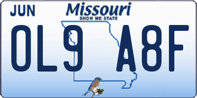 MO license plate OL9A8F