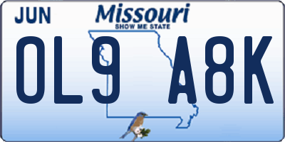 MO license plate OL9A8K