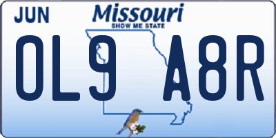 MO license plate OL9A8R
