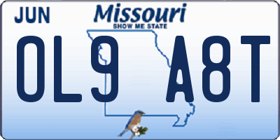 MO license plate OL9A8T