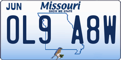 MO license plate OL9A8W