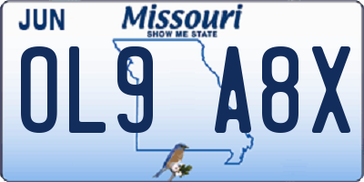 MO license plate OL9A8X