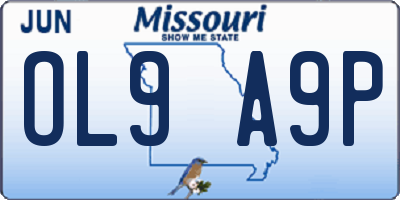 MO license plate OL9A9P