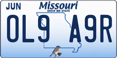 MO license plate OL9A9R