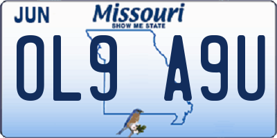 MO license plate OL9A9U