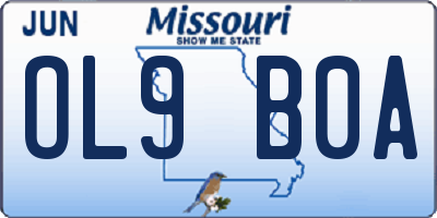 MO license plate OL9B0A