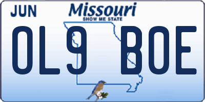 MO license plate OL9B0E