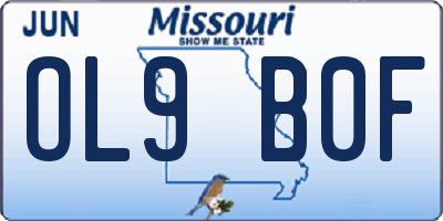 MO license plate OL9B0F