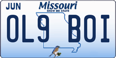 MO license plate OL9B0I