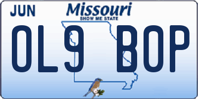 MO license plate OL9B0P