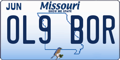 MO license plate OL9B0R