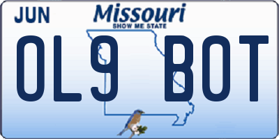 MO license plate OL9B0T