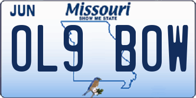 MO license plate OL9B0W