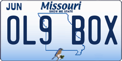 MO license plate OL9B0X