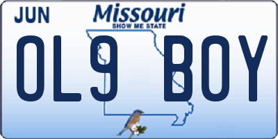 MO license plate OL9B0Y
