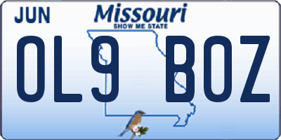MO license plate OL9B0Z