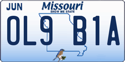 MO license plate OL9B1A