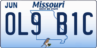 MO license plate OL9B1C