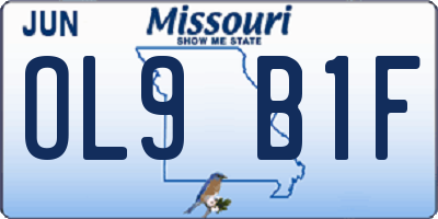 MO license plate OL9B1F