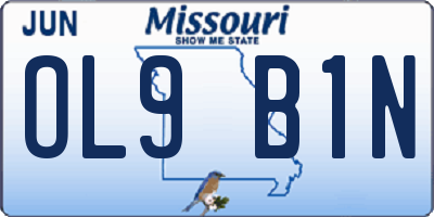 MO license plate OL9B1N