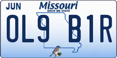 MO license plate OL9B1R