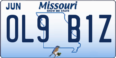 MO license plate OL9B1Z