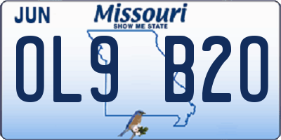 MO license plate OL9B2O