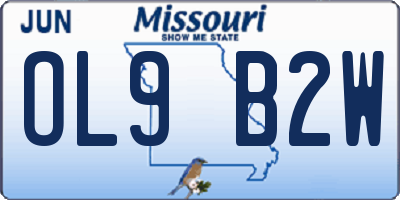 MO license plate OL9B2W