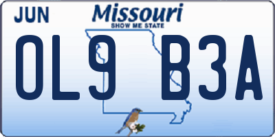 MO license plate OL9B3A