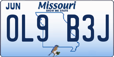 MO license plate OL9B3J