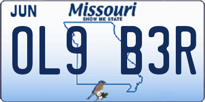 MO license plate OL9B3R