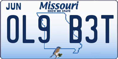 MO license plate OL9B3T
