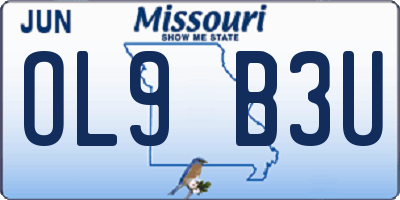 MO license plate OL9B3U