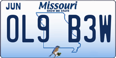 MO license plate OL9B3W