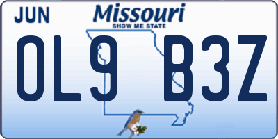 MO license plate OL9B3Z