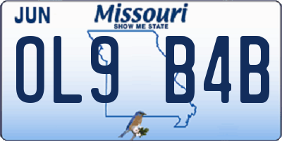 MO license plate OL9B4B