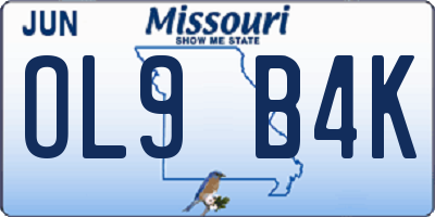 MO license plate OL9B4K