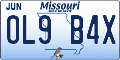 MO license plate OL9B4X