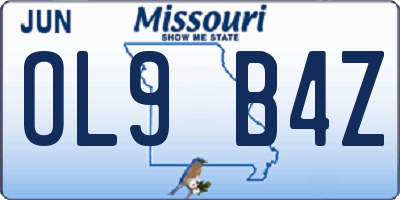 MO license plate OL9B4Z