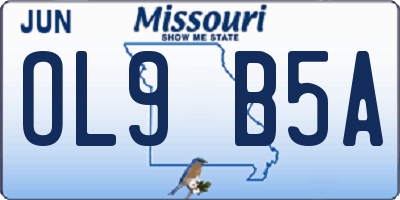 MO license plate OL9B5A